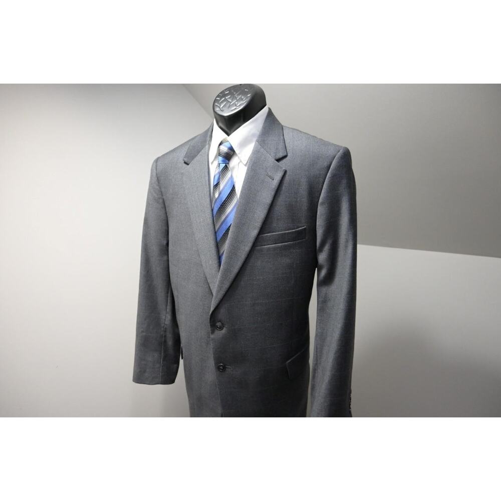 Jos‎ A Bank 100% Wool Windowpane 2 Piece Suit Pants Jacket Mens Sz 40 x 30 46 R